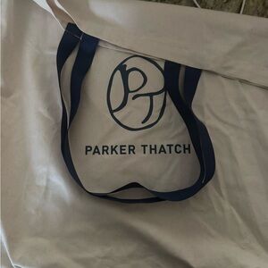 Parker Thatch Cream Tote Bag with Navy Accents